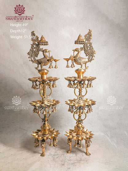 Large Brass Decorative Oil Lamp For Pooja Room & Decor