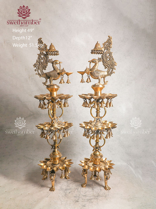 Large Brass Decorative Oil Lamp For Pooja Room & Decor