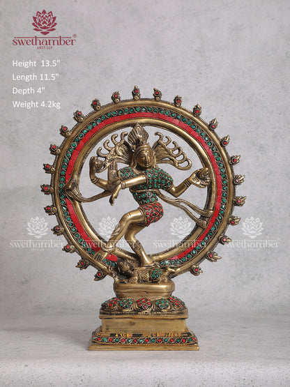 Decorative brass Nataraja statue with Stone work