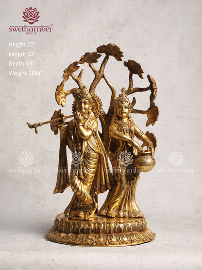 Brass Unique Style Radha Krishna With Tree