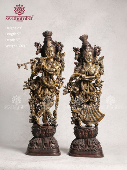 Brass Colour Radha Krishna Idol Set