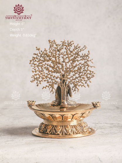 BRASS LAMP WITH BUDDHA TREE