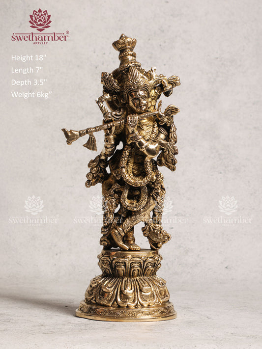Brass Krishna Antique Finish