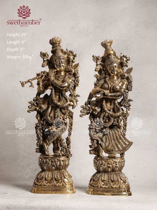Brass Radha Krishna Idol Antique Look