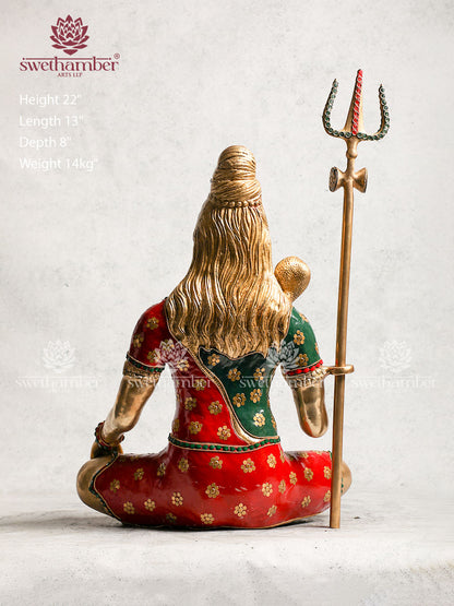 Antique Brass Shiva Idol With Stone Work For Gifting & Home Décor