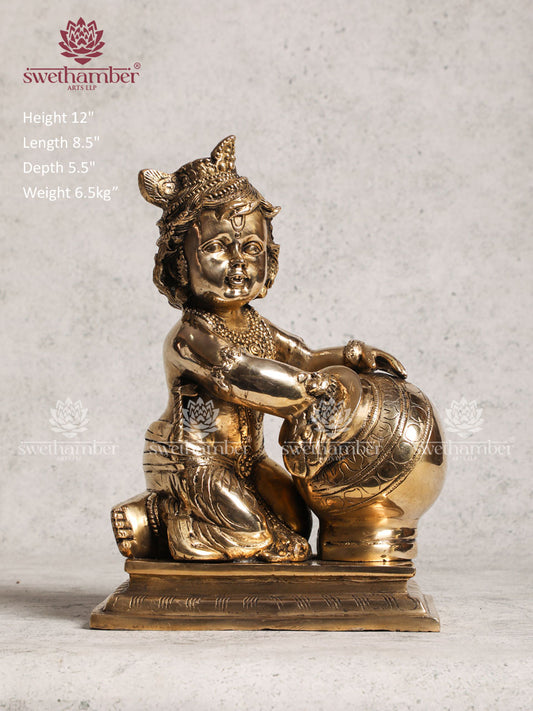 Brass Butter Krishna Idol