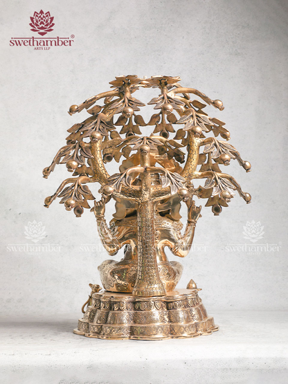 Brass Ganesha Sitting Under the Tree