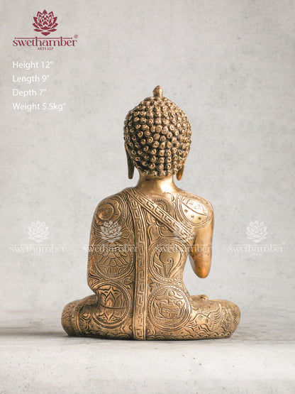 Brass Buddha Sculpture With Raised Hand