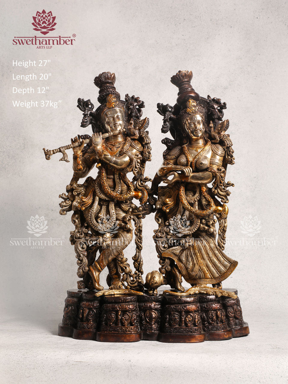 Brass Radha Krishna Idol For Home Decor Antique Finish