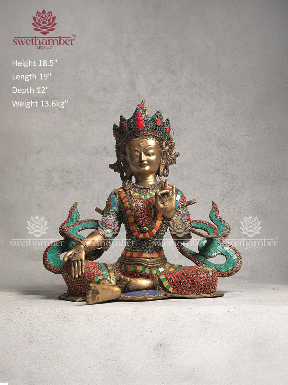 Brass Tara Idol With Stone Work