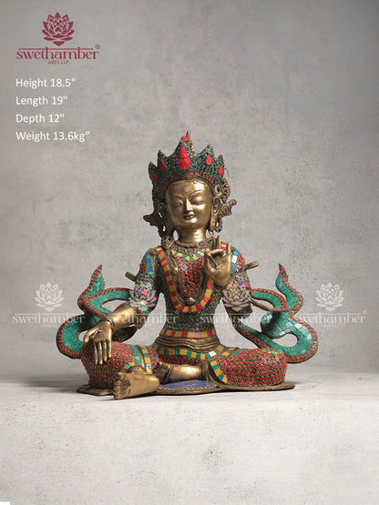 Brass Tara Idol With Stone Work
