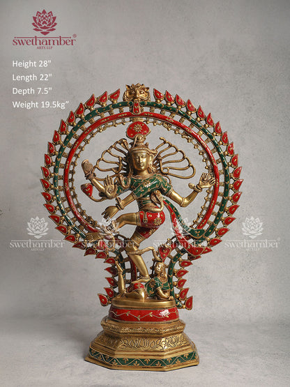Brass Nataraja Home Décor With Stone Work