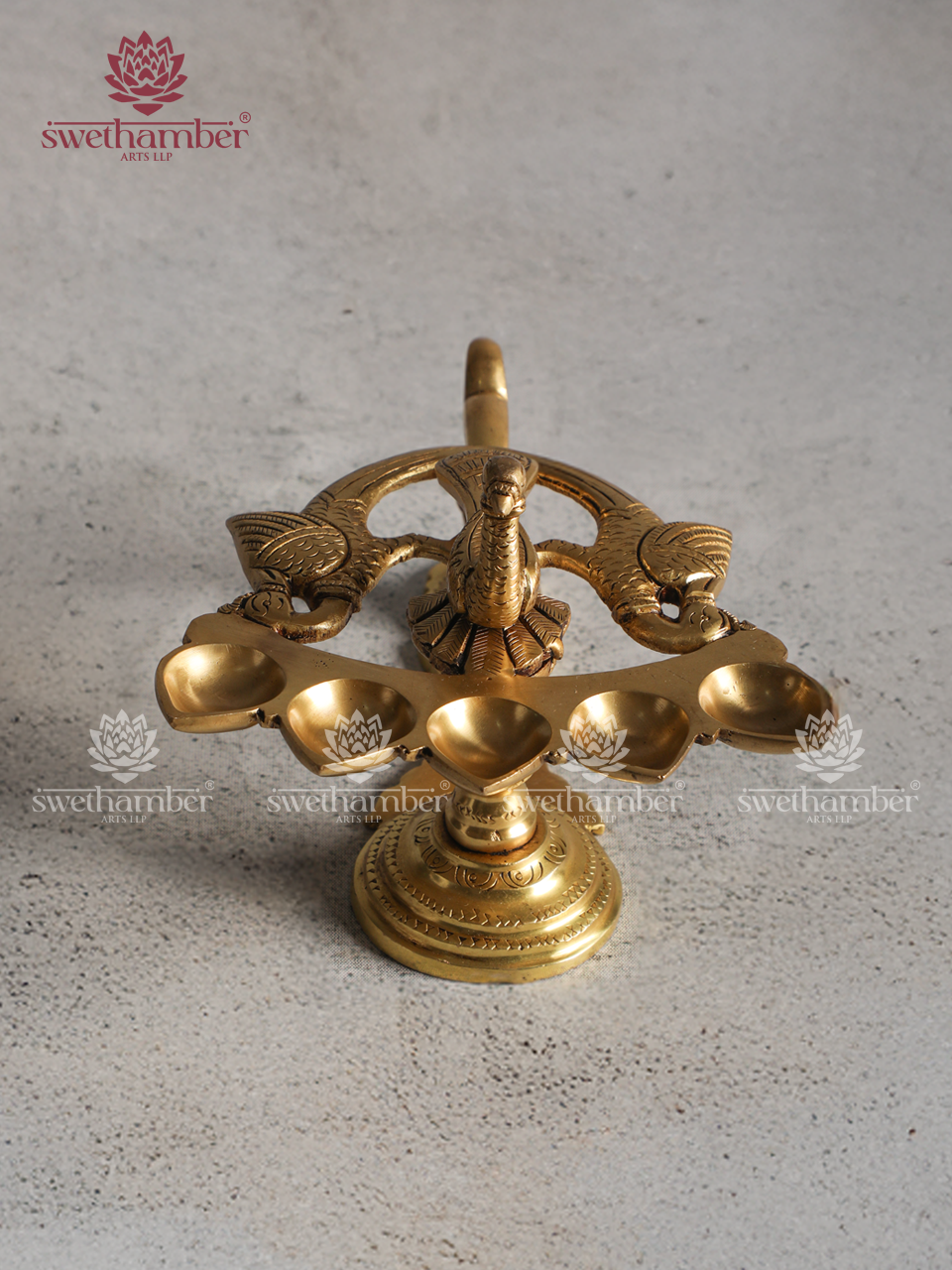 Brass Panch Aarti Lamp for Pooja