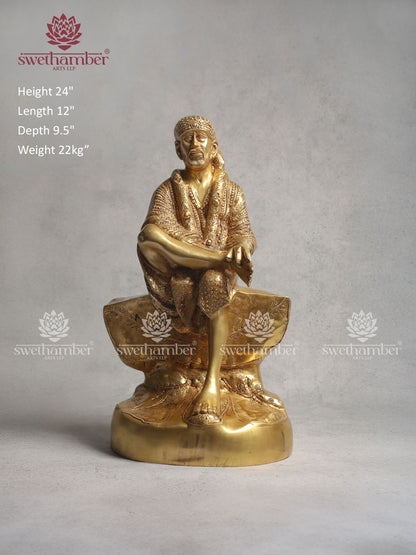 Antique Finish Sai Baba Brass Statue