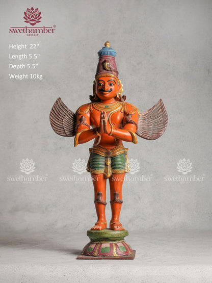 Antique Brass Garuda Statue With Colour