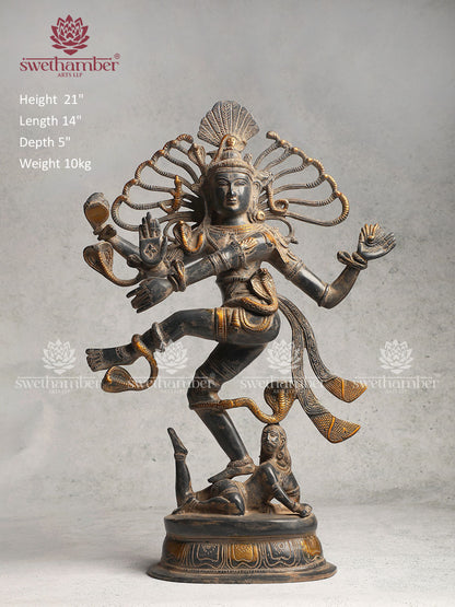 Brass Nataraja with Black & Gold Finish