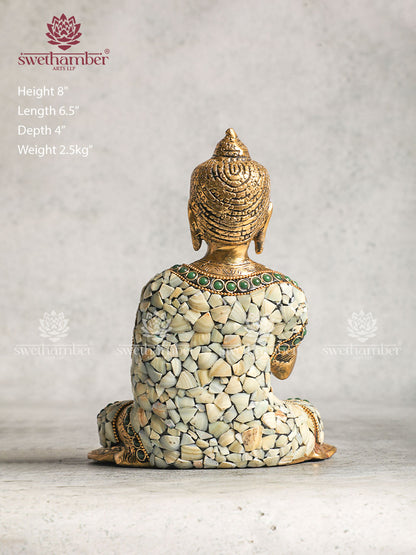 DecorativeBrass  Buddha Blessing With White Stone