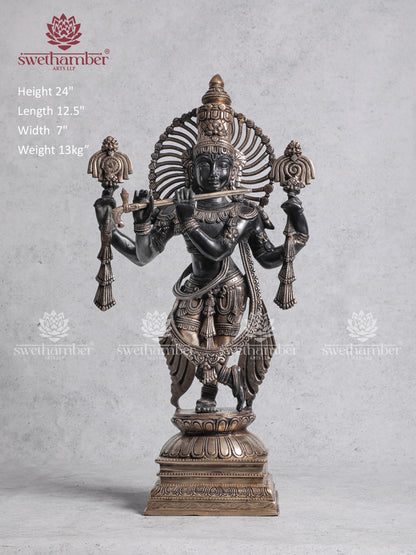 Brass Antique Krishna Statue Vintage Collection