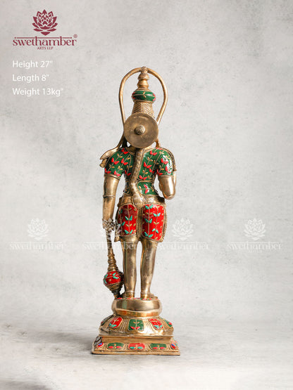 Hanuman Brass Sculpture With Stone Work