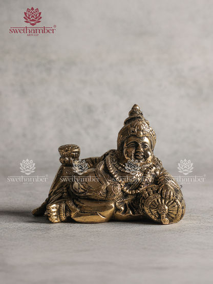 Antique Finish Kuber Statue in Brass – Vastu Décor