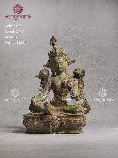 Brass Tara Idol With Colour