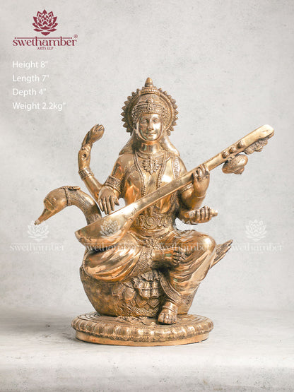 Brass Saraswati Idol for Home Décor
