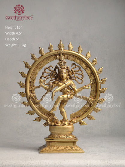 Brass Natarja statue with Super fine Yellow finish