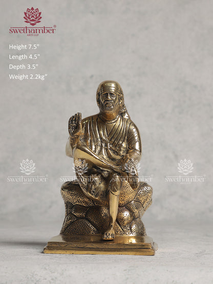 Antique Fnish Sai Baba Brass Statue