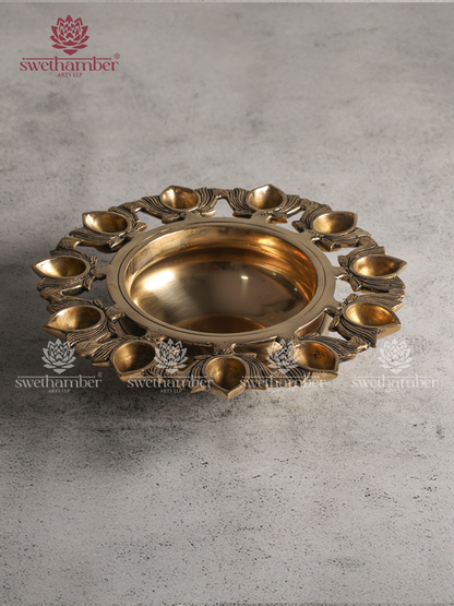 Festival Special Brass Urli with Lotus Deepas