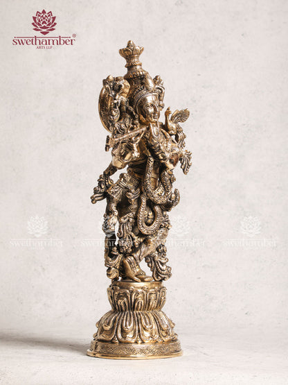 Antique Krishna Brass Statue For Worship