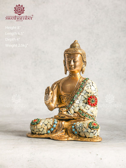 DecorativeBrass  Buddha Blessing With White Stone