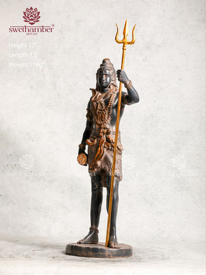 Brass Antique Standing Shiva Idol for Home Décor
