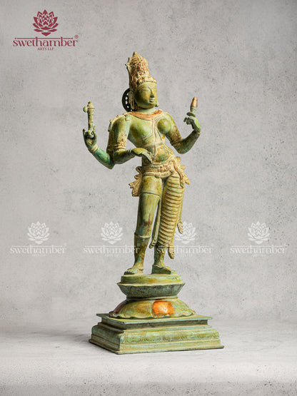 Lord Shiva And Parvati Form Antique Finish Ardhanarishvara Statue
