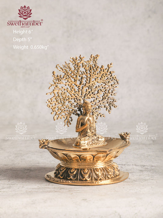 BRASS LAMP WITH BUDDHA TREE