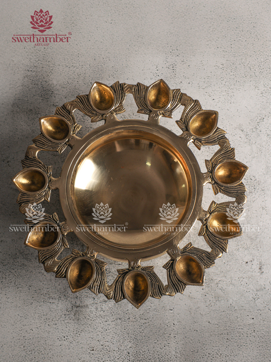 Festival Special Brass Urli with Lotus Deepas