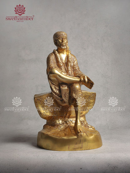 Antique Finish Sai Baba Brass Statue