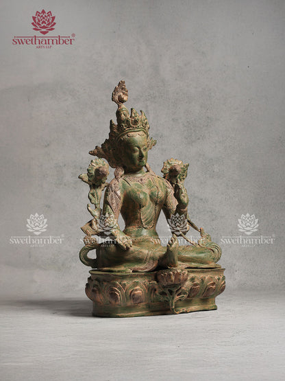 Brass Tara Idol With Colour