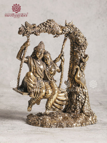 Unique Pure Brass Radha Krishna Intricate Superfine Swing 8"