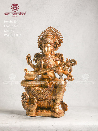 Handcrafted Brass Saraswati Idol