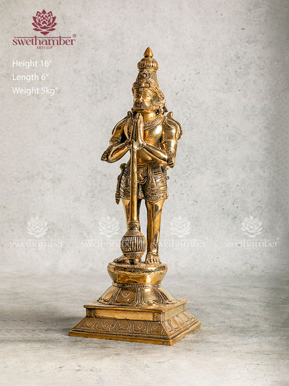 Standing Hanuman Brass Sculpture Idol