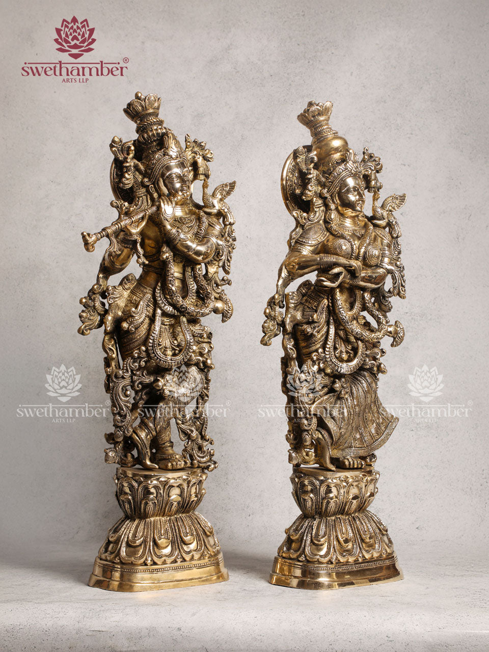 Brass Radha Krishna Idol Antique Look