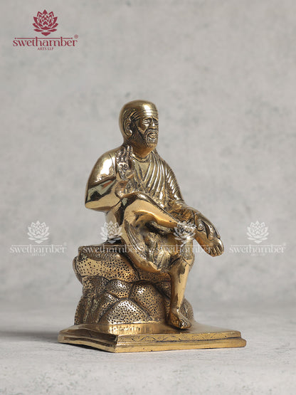 Antique Fnish Sai Baba Brass Statue