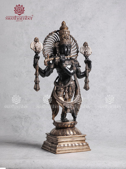 Brass Antique Krishna Statue Vintage Collection