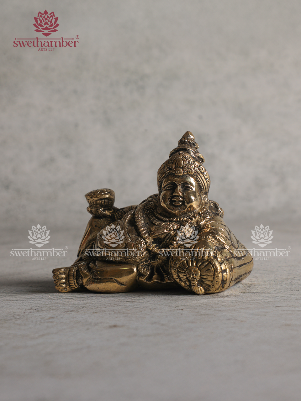 Antique Finish Kuber Statue in Brass – Vastu Décor