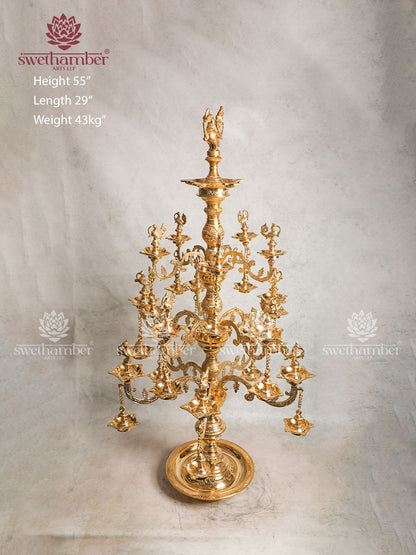 BRONZE Multi-wick oil PEACOCK LAMP FOR POOJA ROOM & HOME DÉCOR