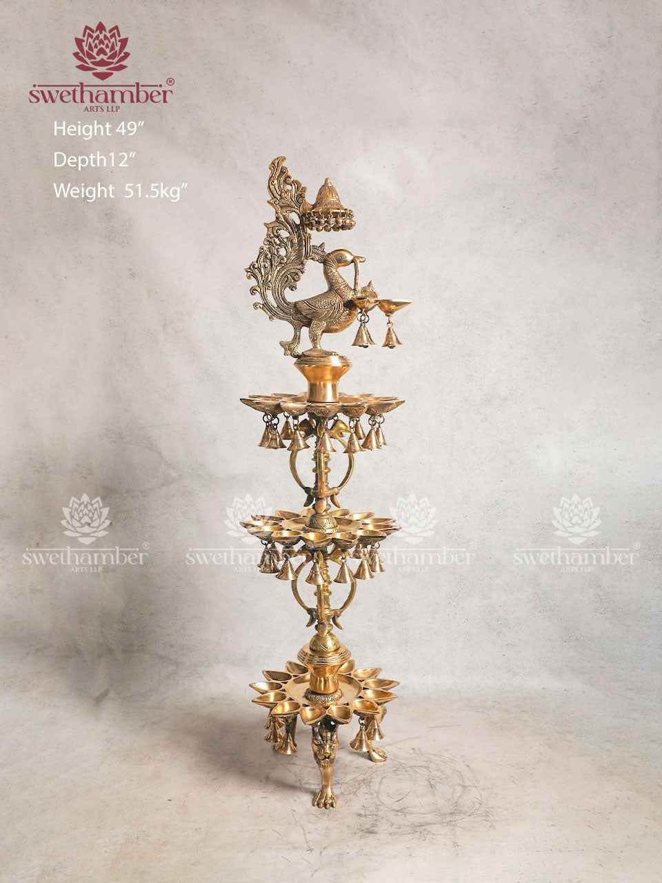Large Brass Decorative Oil Lamp For Pooja Room & Decor