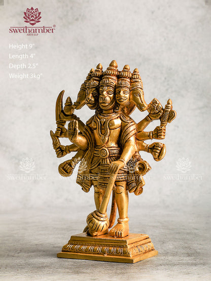 Standing Panchmukhi Hanuman Brass Idol