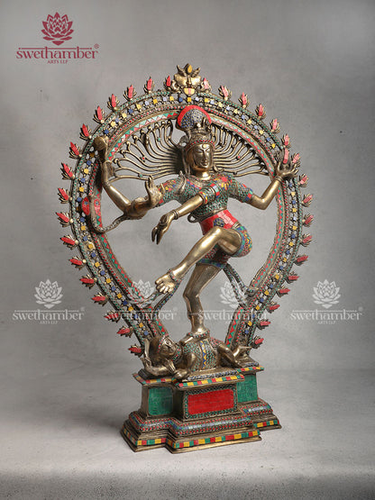 Brass Nataraja Home Décor With Stone Work