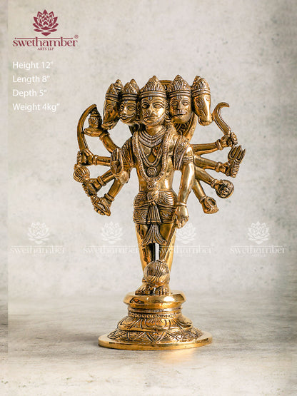 Standing Panchmukhi Hanuman Brass