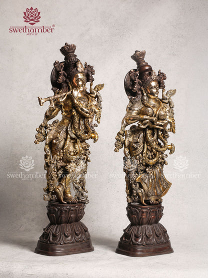 Brass Colour Radha Krishna Idol Set